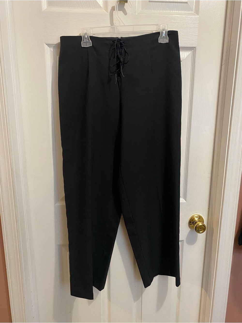 Women’s Black Lace-Up High Waist Pants